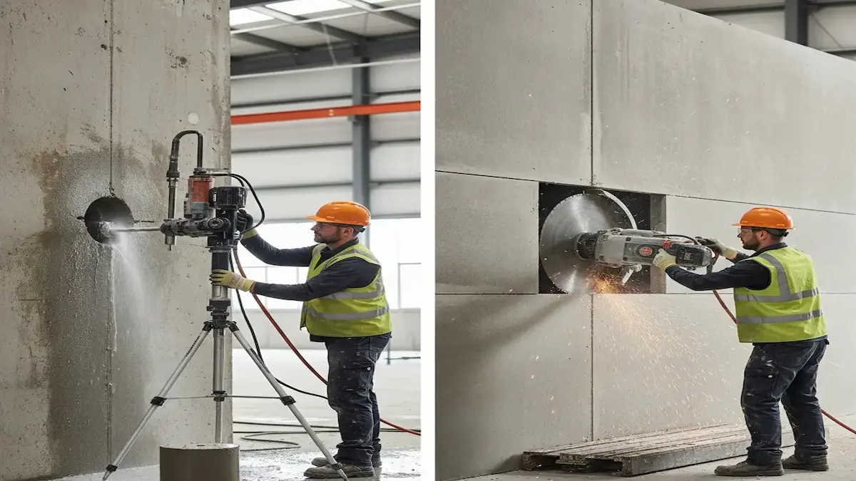 الفرق بين تخريم الخرسانة وقص الخرسانة: متى تختار كل طريقة؟